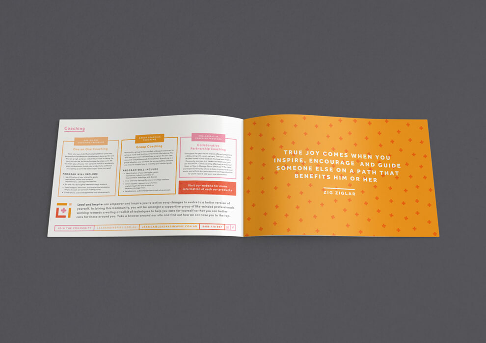 Lead and Inspire book page design