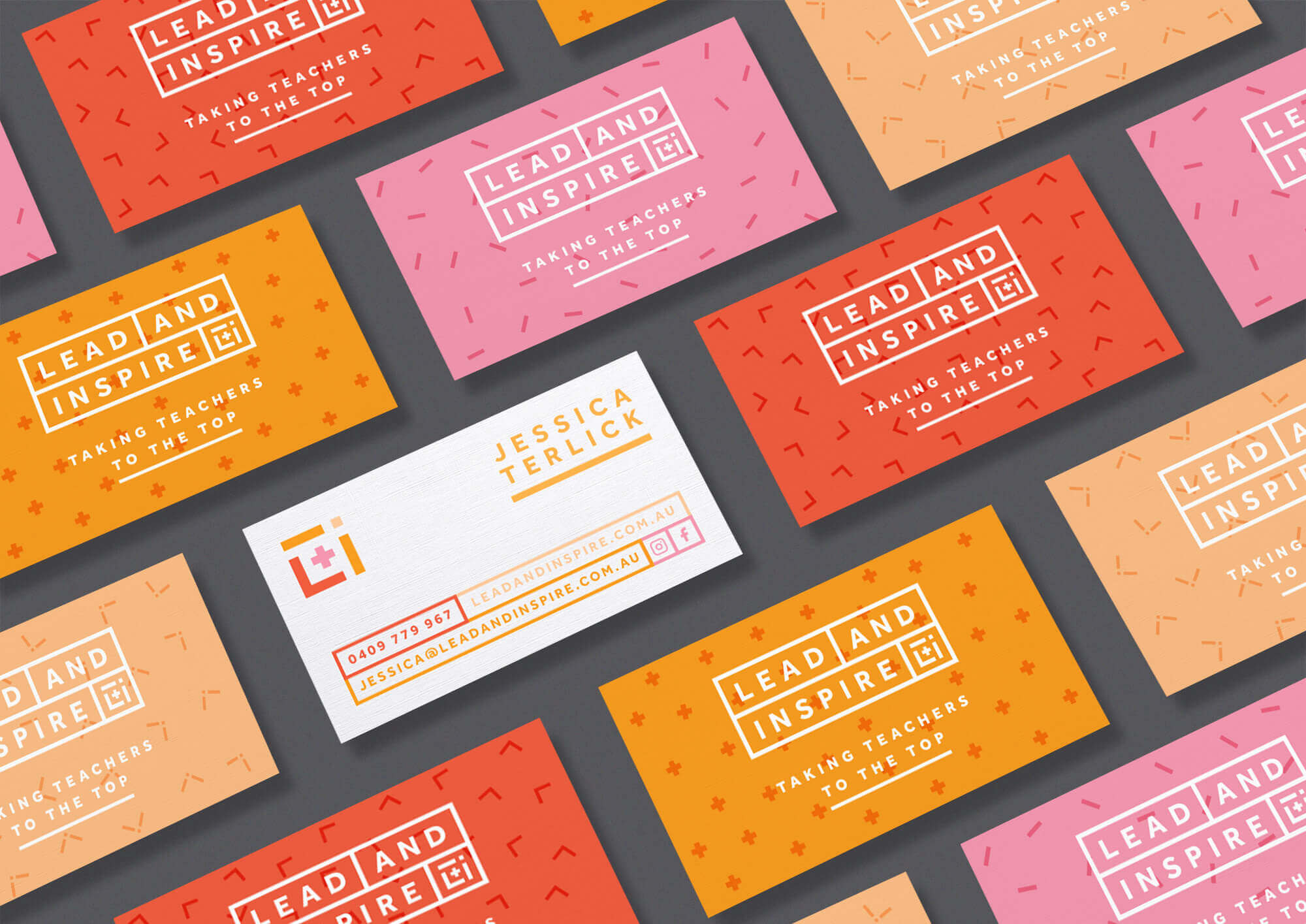 Lead and inspire business cards front and back