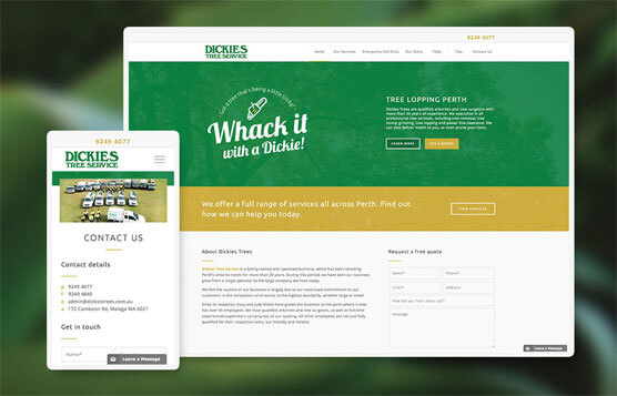 Dickies Trees screenshots of website on desktop and mobile