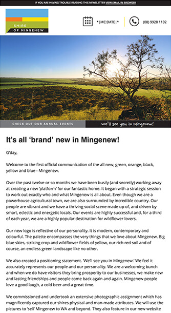 screenshot of Mingenew website on mobile