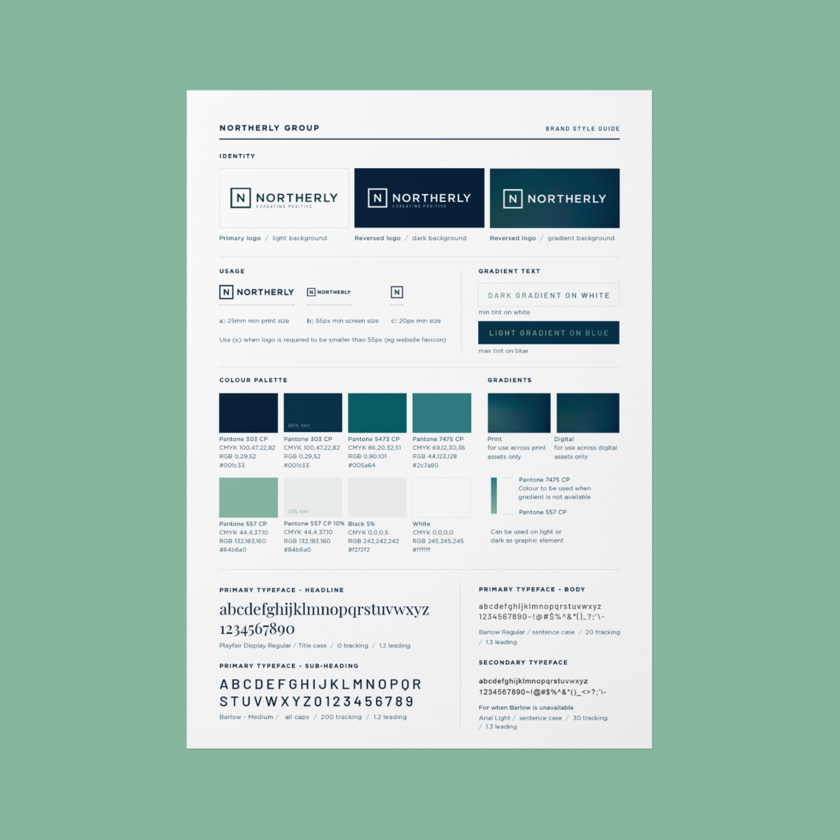 On brand.<br/>We put together a comprehensive brand style guide for client, Northerly, covering everything from the